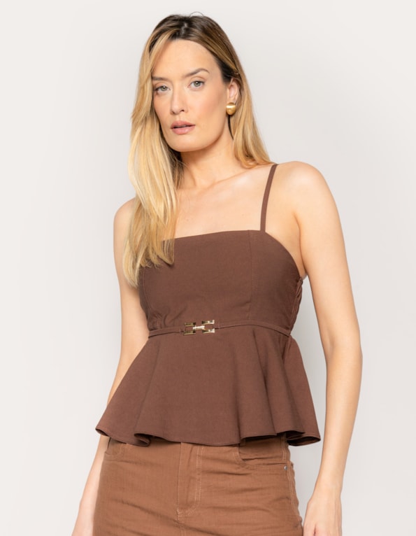 Blusa peplum fivela
