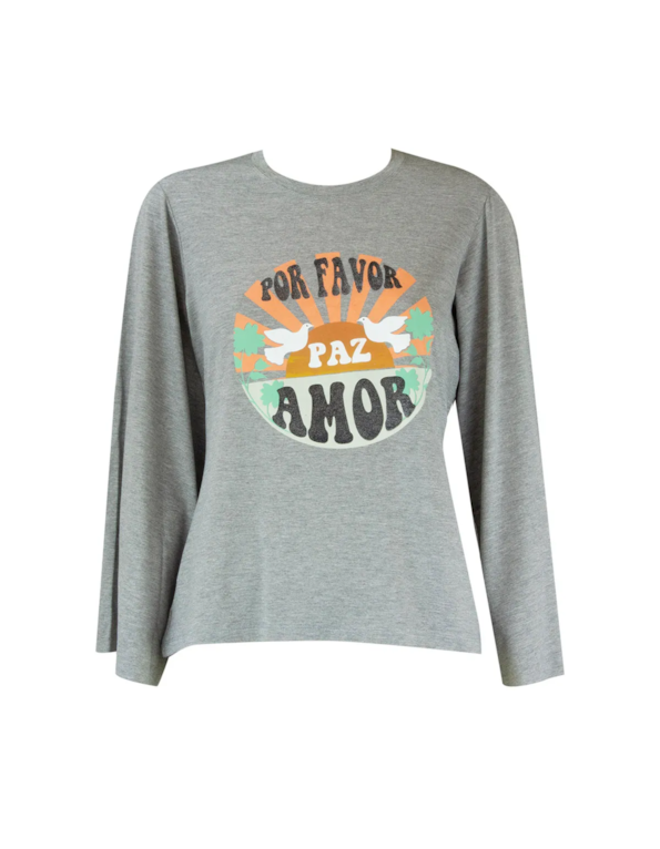 Blusa por favor paz e amor Mescla