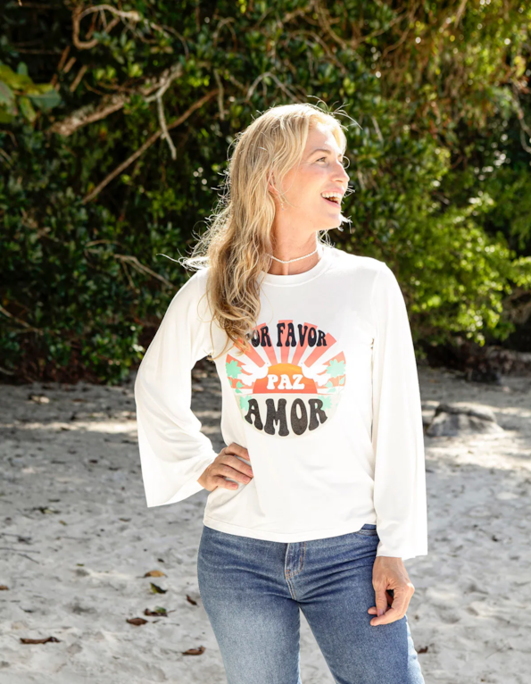 Blusa por favor paz e amor Off white