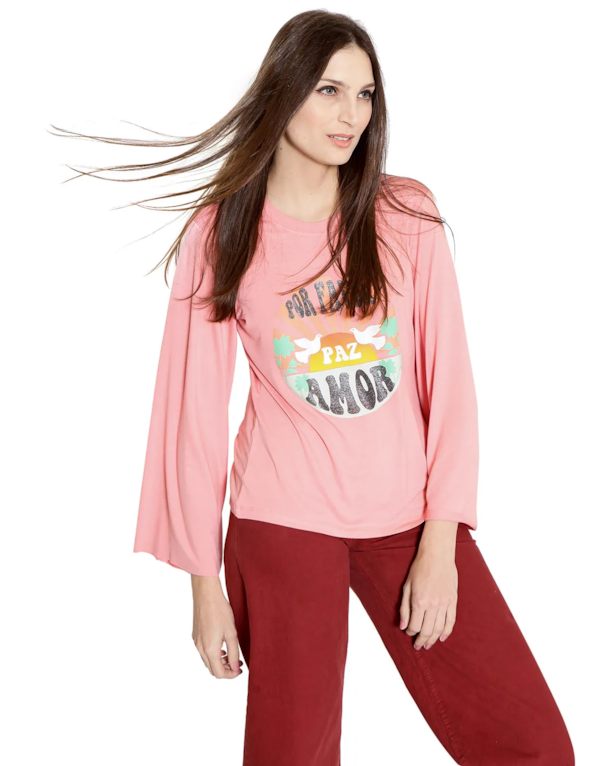 Blusa por favor paz e amor Rose