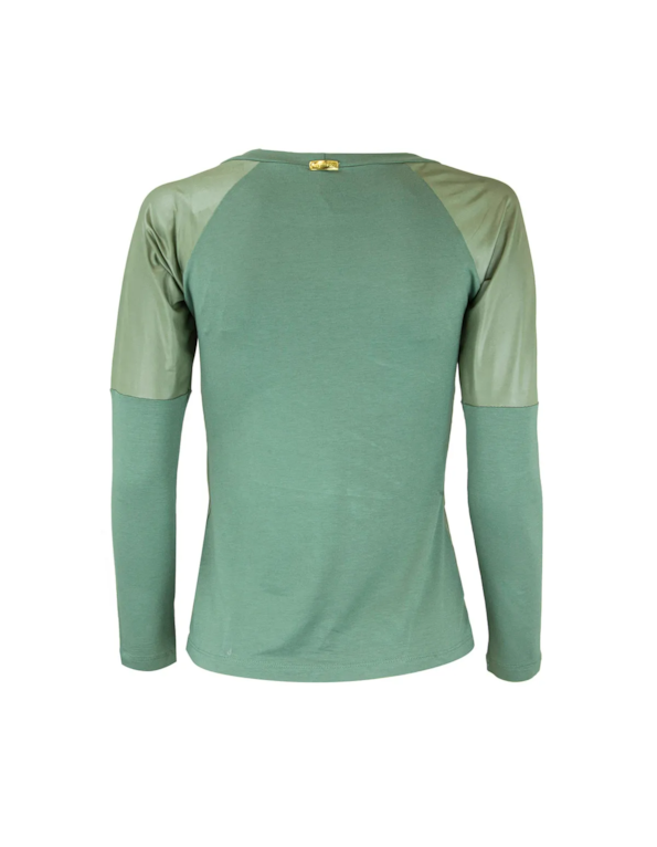 Blusa raglan ombro e detalhe barra cirre Verde