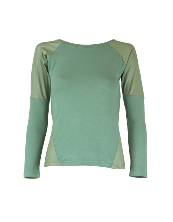 Blusa raglan ombro e detalhe barra cirre Verde