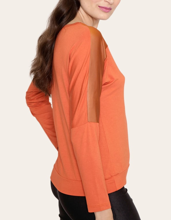 Blusa recorte ombro cirre Telha
