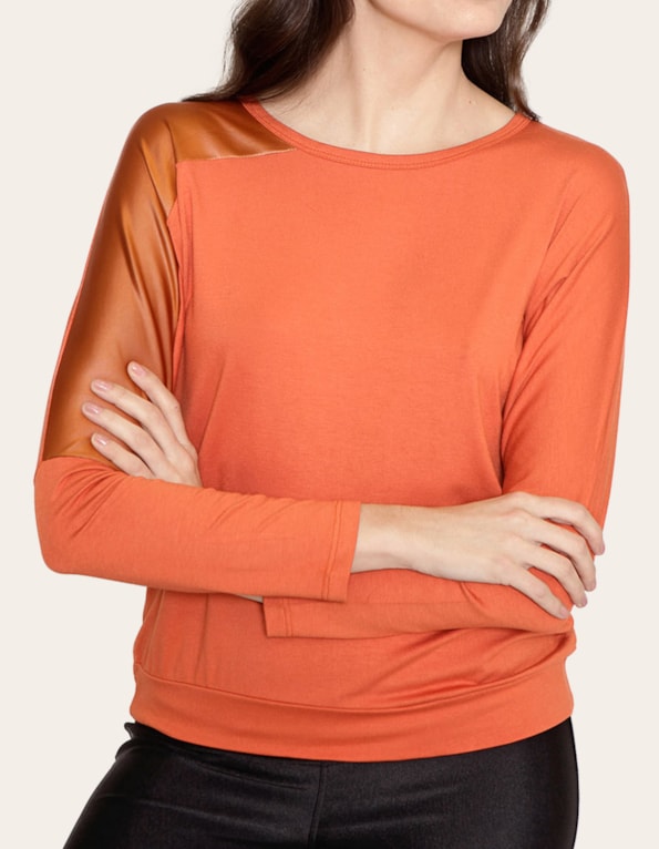 Blusa recorte ombro cirre Telha