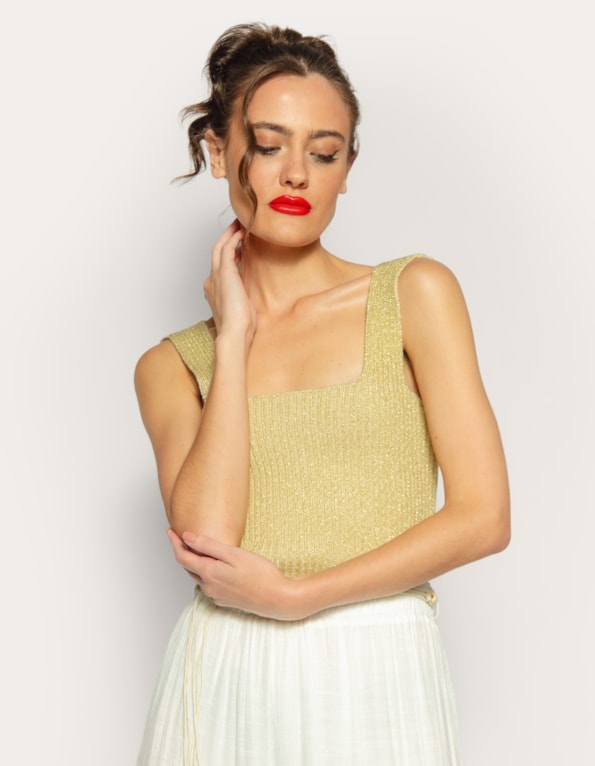 Blusa Stella em Lurex Dourado