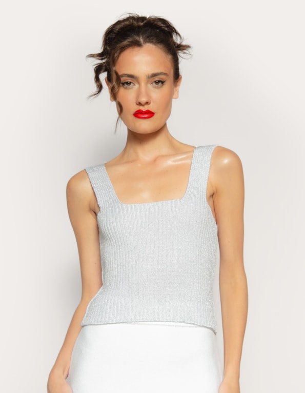 Blusa tricot alça lurex