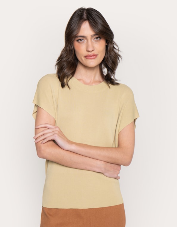 Blusa tricot ampla  Bege medio