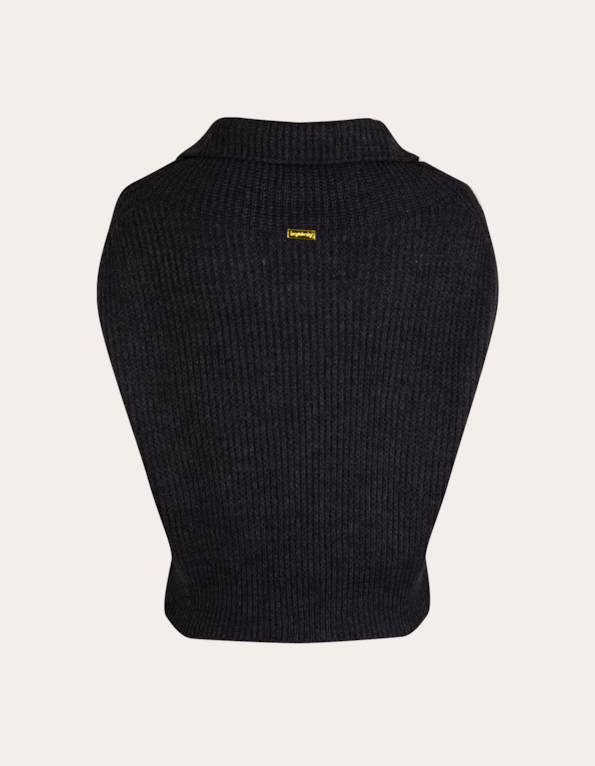 Blusa tricot cavada gola role Preto