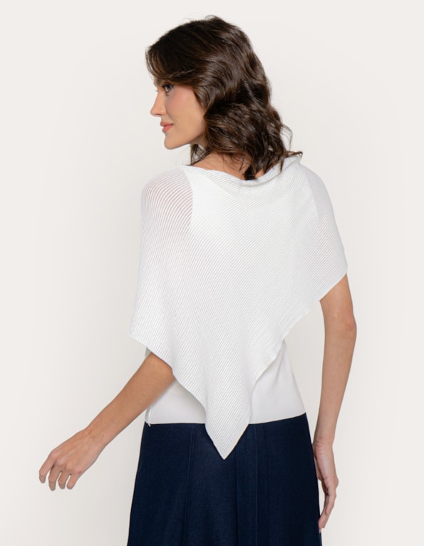 Blusa tricot com sobreposição assimétrica Off white
