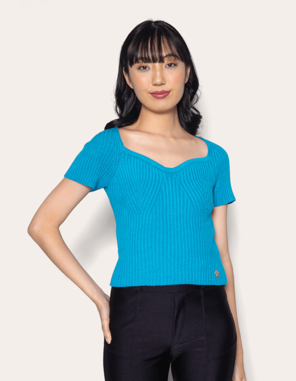 Blusa tricot cropped canelada