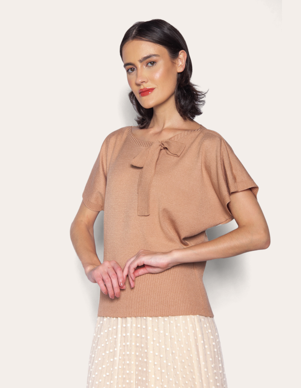 Blusa tricot laço Mocha