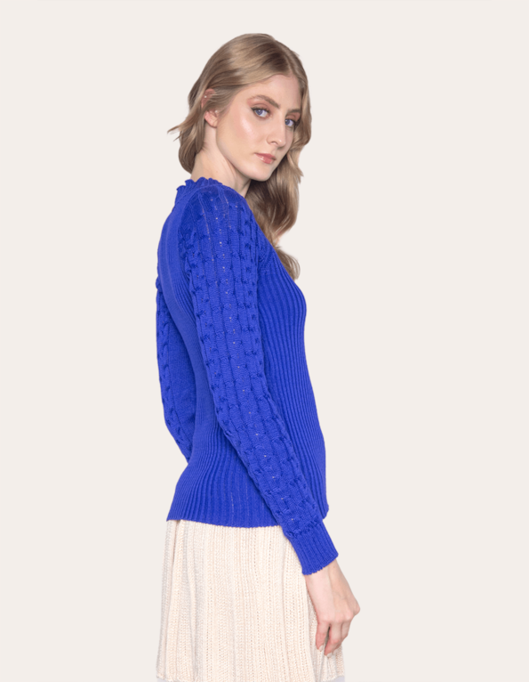 Blusa tricot manga longa Azul klein