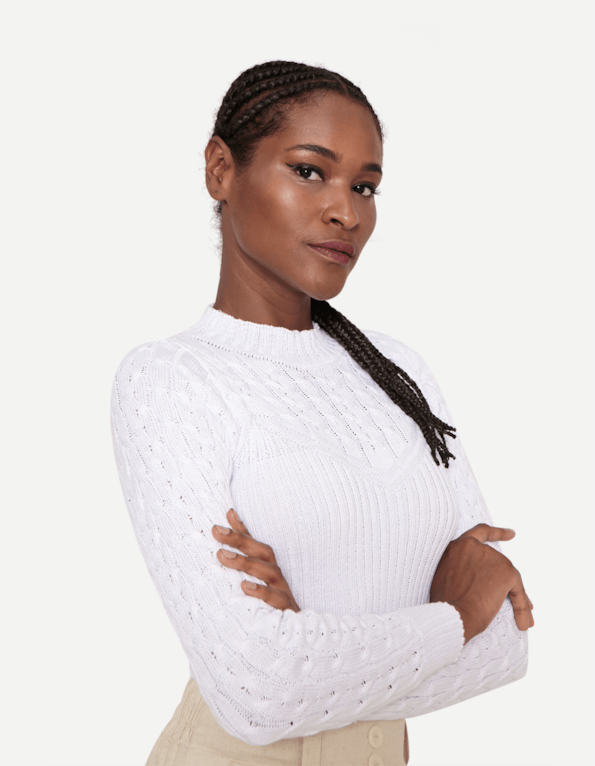 Blusa tricot manga longa Branco