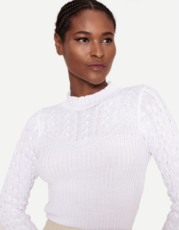 Blusa tricot manga longa Branco