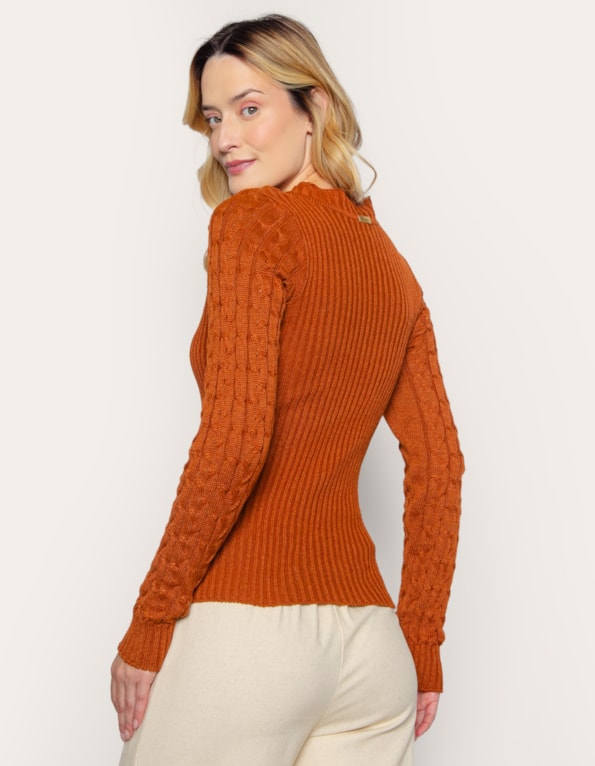 Blusa tricot manga longa Caramelo