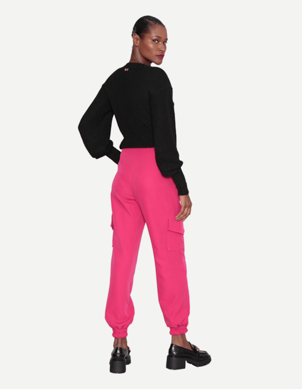 Blusa tricot manga longa detalhe frontal Preto