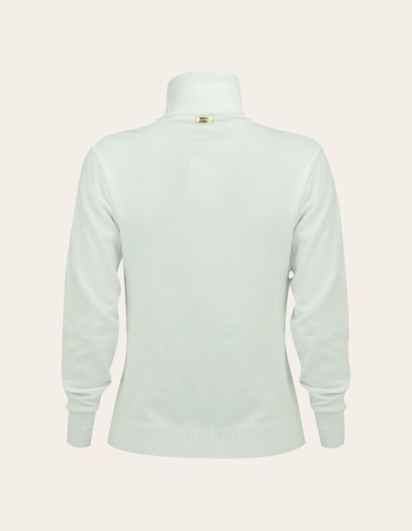 Blusa tricot manga longa gola alta Branco
