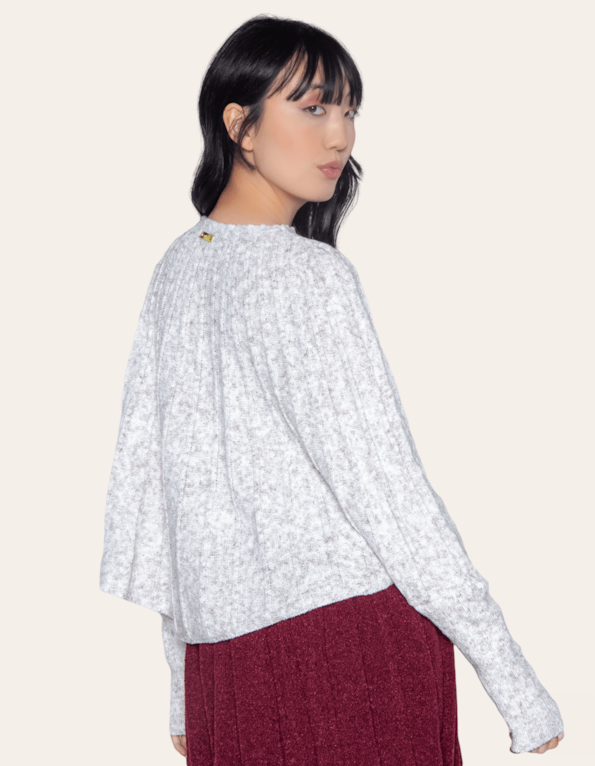 Blusa tricot manga longa morcego Off white
