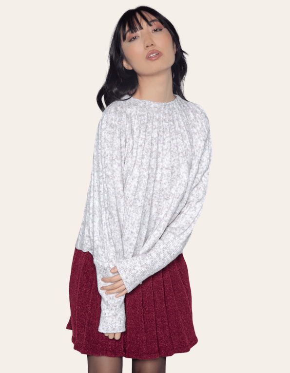 Blusa tricot manga longa morcego Off white