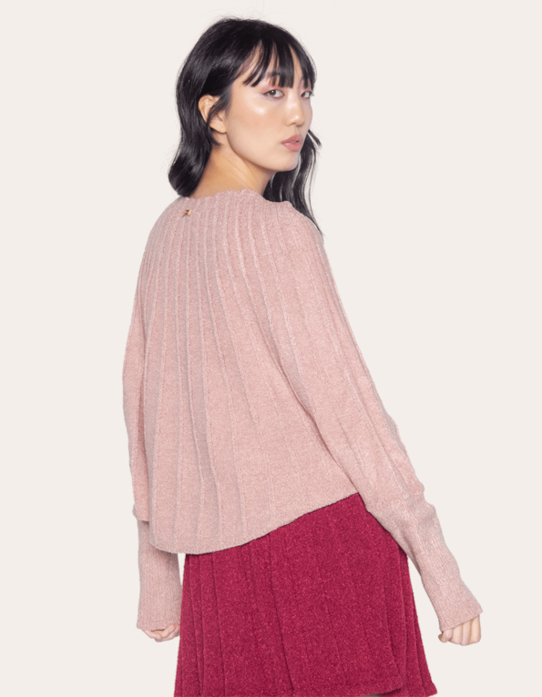 Blusa tricot manga longa morcego Rose