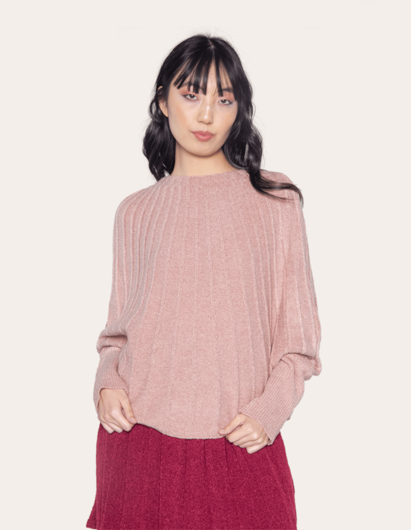 Blusa tricot manga longa morcego Rose
