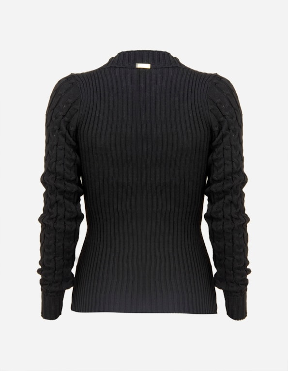 Blusa tricot manga longa Preto