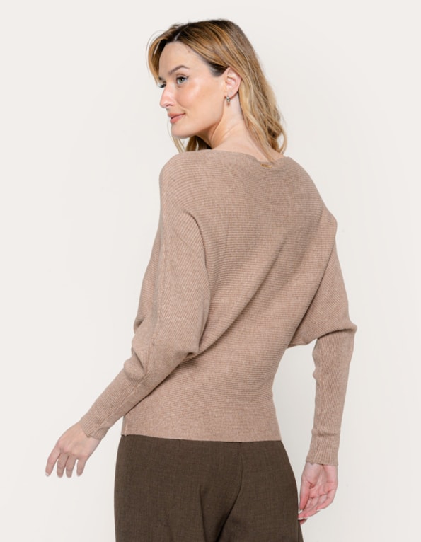Blusa tricot manga morcego Bege medio