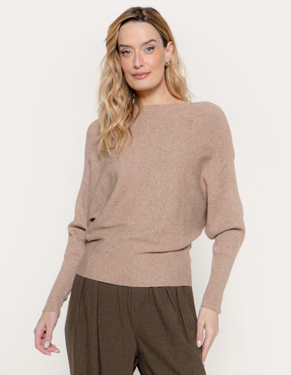 Blusa tricot manga morcego Bege medio