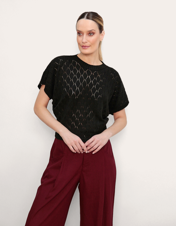 Blusa tricot morcego rendada