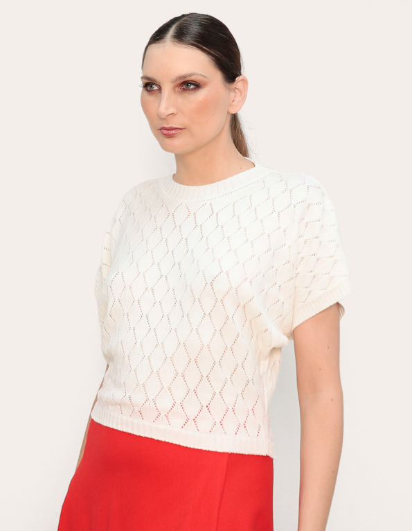 Blusa tricot morcego rendada