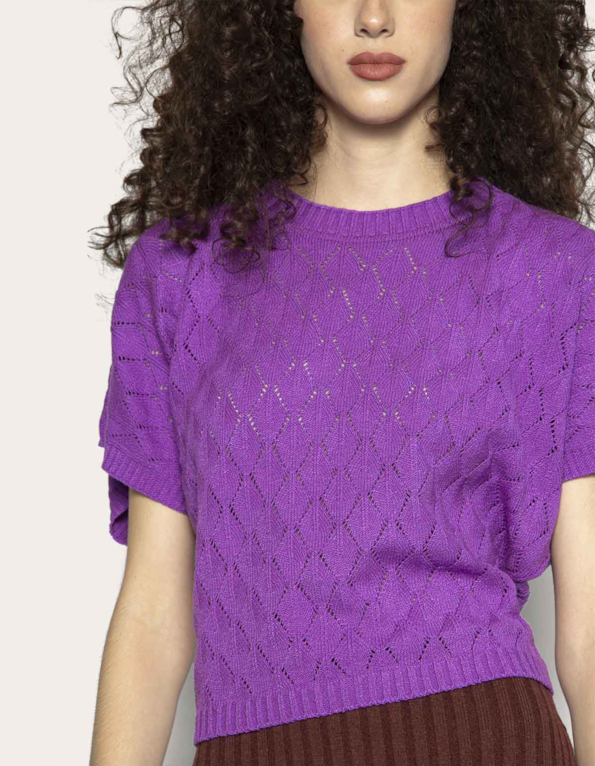Blusa tricot morcego rendada