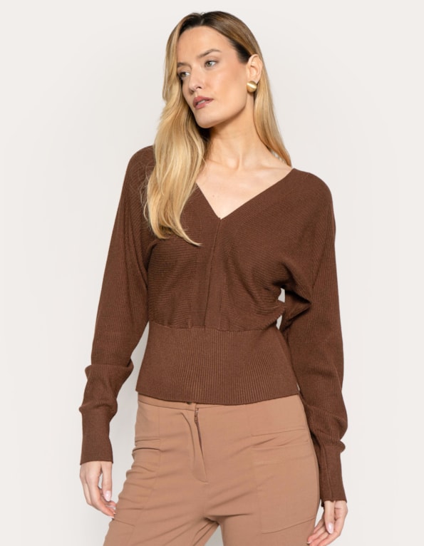 Blusa tricot premium decote v