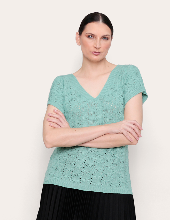 Blusa tricot rendada