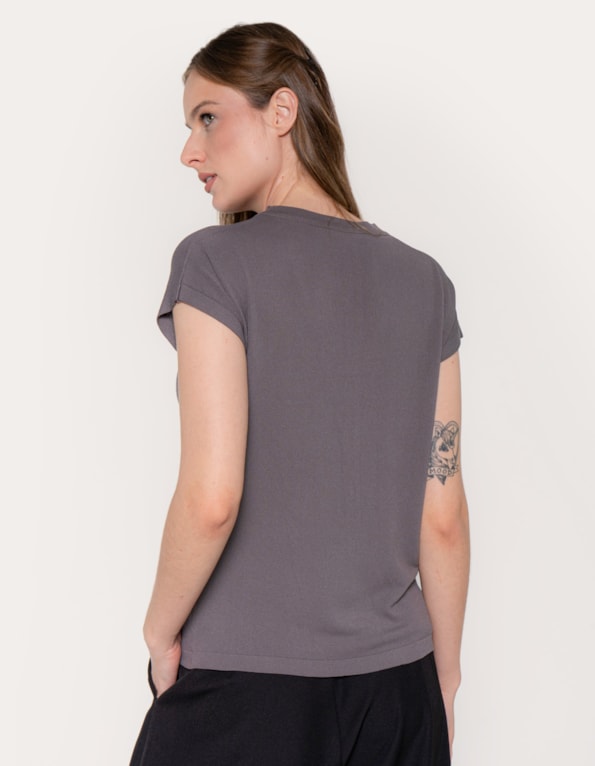 Blusa tricot soft manga curta