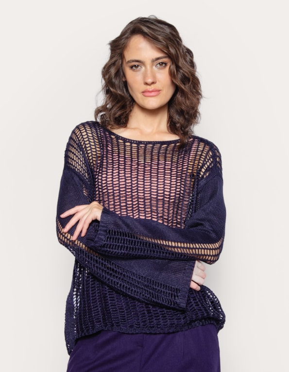 Blusa tricot tela manga longa 