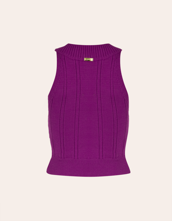 Blusa tricot trança cavada Fucsia