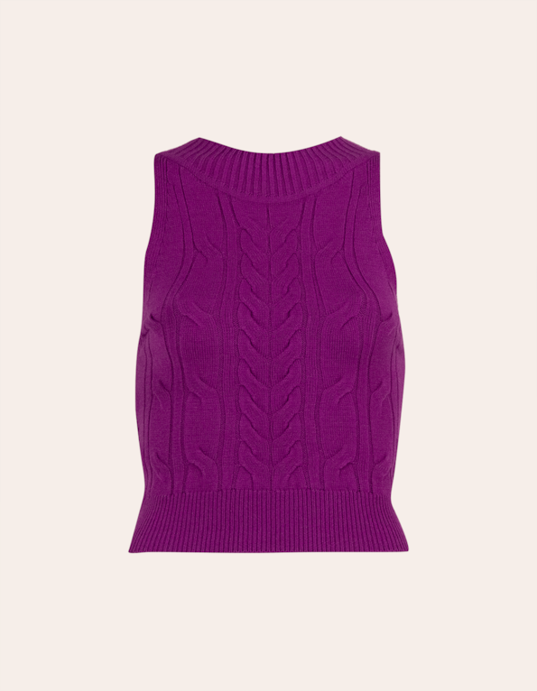 Blusa tricot trança cavada Fucsia