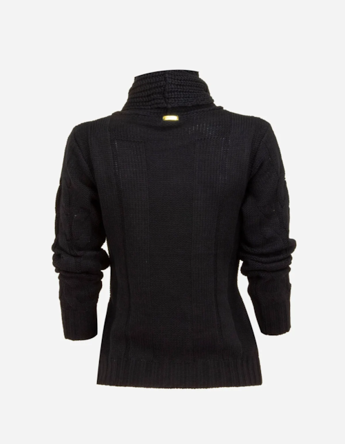 Blusa tricot trança gola rolê Preto