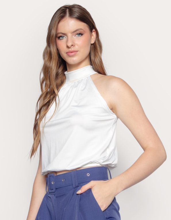 Blusa “Elisa” Gola Alta Off white