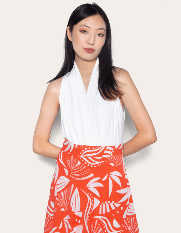 Body cavado transpassado liso Off white