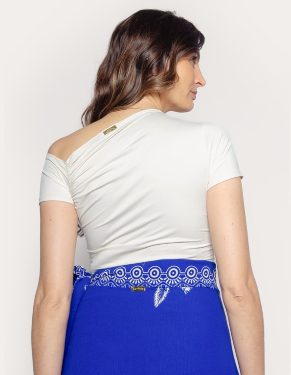 Body gola assimetrica drapeada Off white