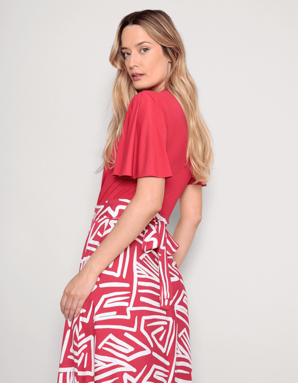 Body manga gode transpassado liso Vermelho
