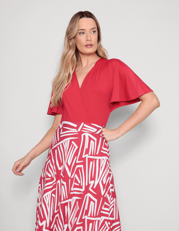 Body manga gode transpassado liso Vermelho