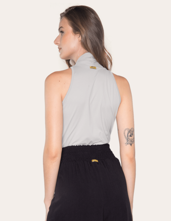 Body Transpassado Gola Halter – Cinza