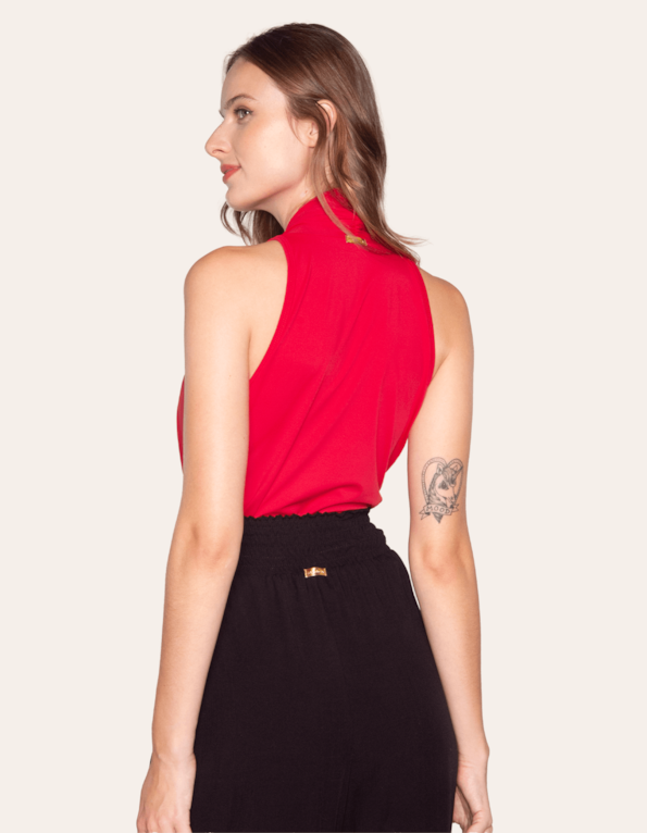 Body Transpassado Gola Halter – Vermelho