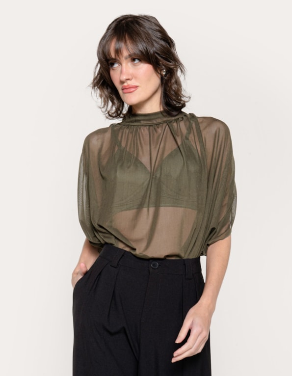 Body tule drapeado Oliva