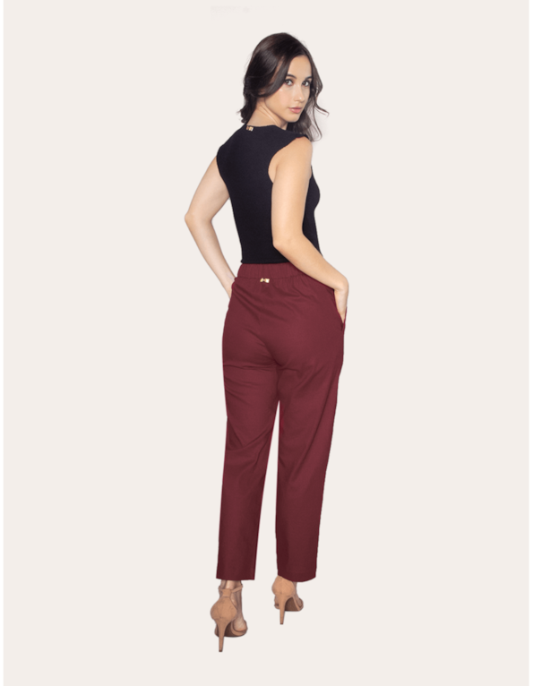 Calça alfaiataria linho Vinho