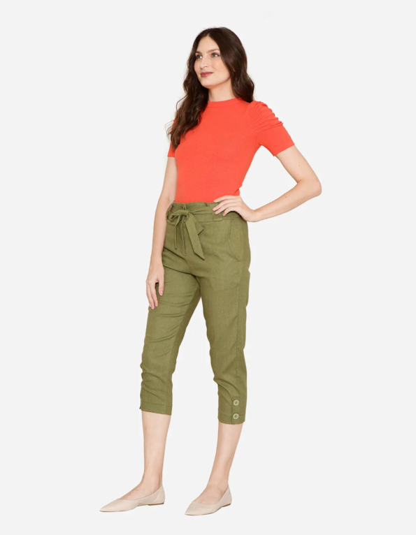 calça cropped clochard oliva light