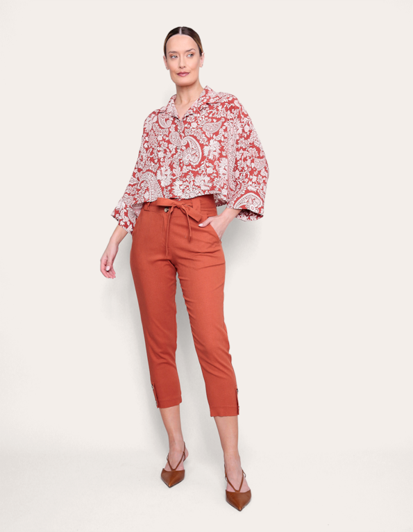 calca cropped clochard terracota