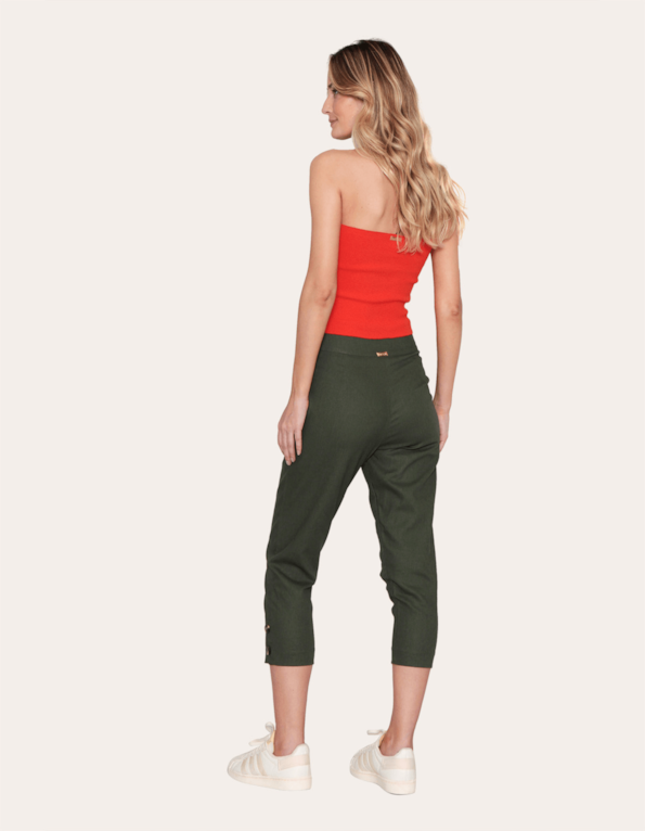 calça cropped clochard verde militar